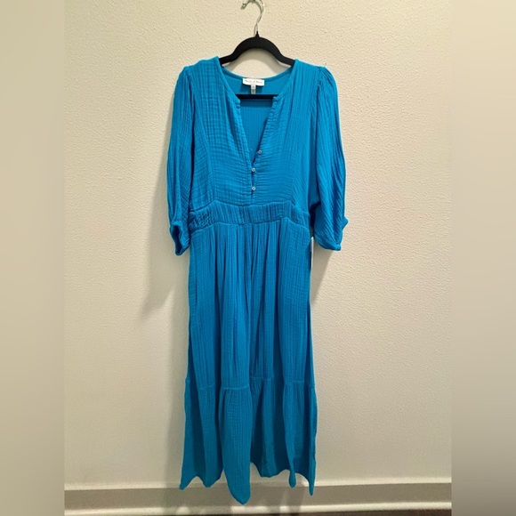 NWT Michael Stars Felicity Gauze Maxi Dress in Blue, Size XS - Picture 3 of 11